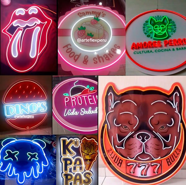 Letreros de neón con impresión